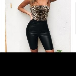 Faux leather bike shorts
